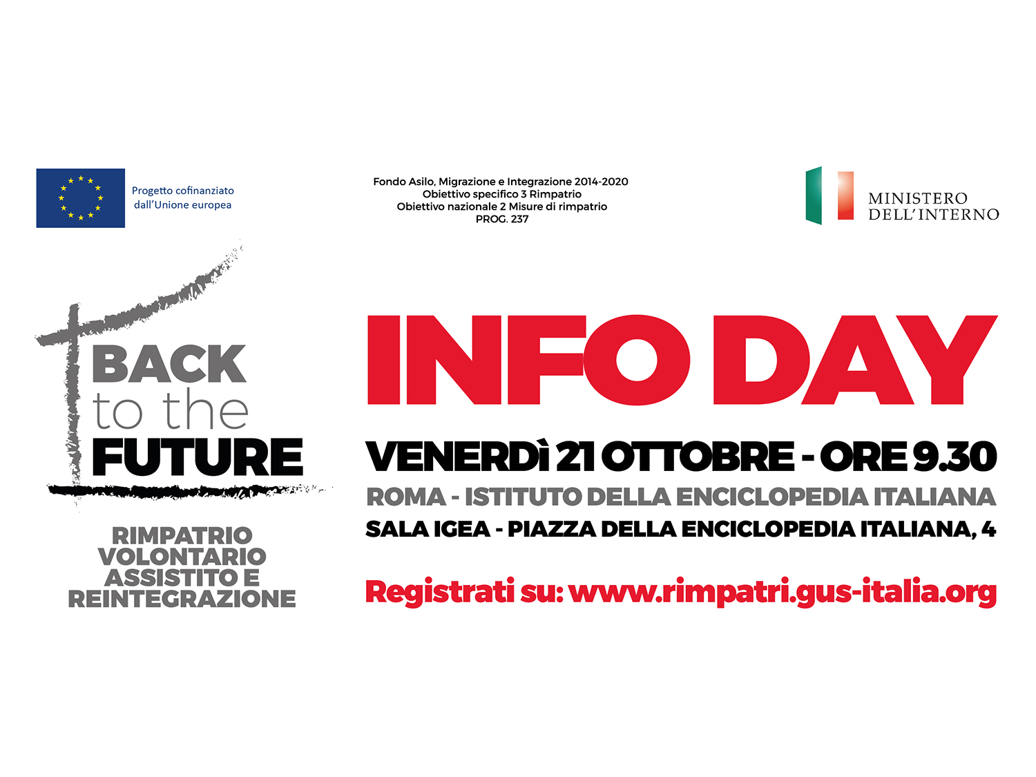 Rimpatri, Info Day nazionale a Roma del Progetto “Back to the Future”