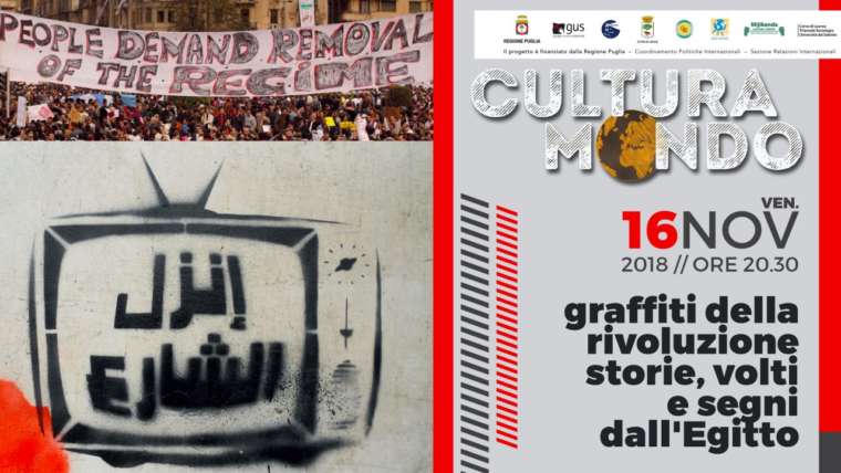 Cultura Mondo, venerdì 16 novembre al Crocevia di Lecce, Graffiti della rivoluzione: storie, volti e sogni dall’Egitto
